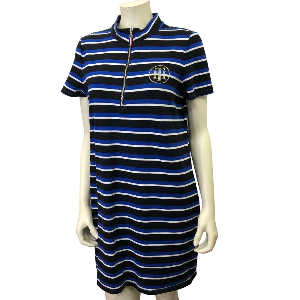 TOMMY HILFIGER STRIPED CASUAL polo SHIRT DRESS LG